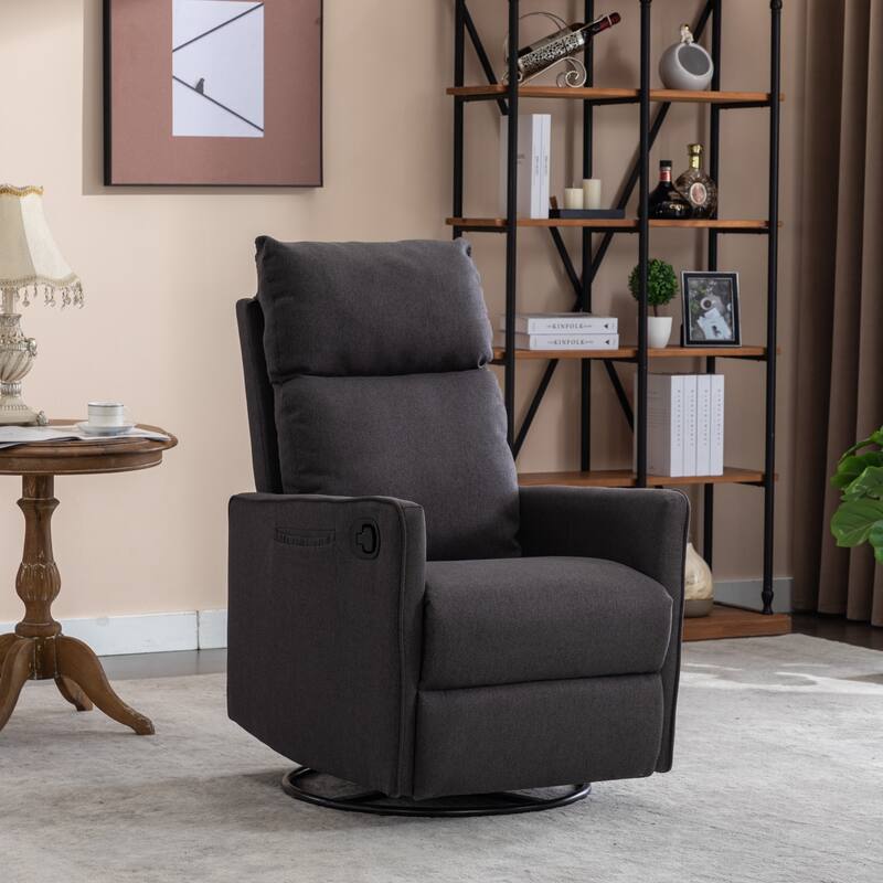 Cotton Linen Fabric Swivel Rocking Chair