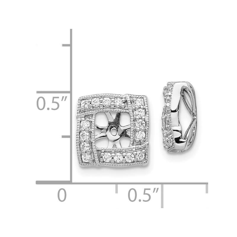 Curata 14k White Gold Diamond Earrings Jacket - 11x11mm Wide