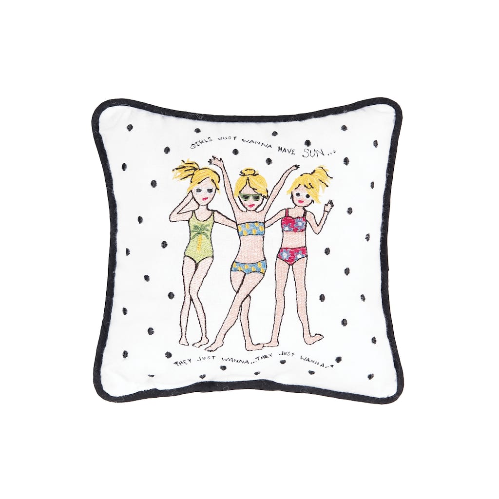 Just Want To Have Fun Embroidered Petite Throw Pillow