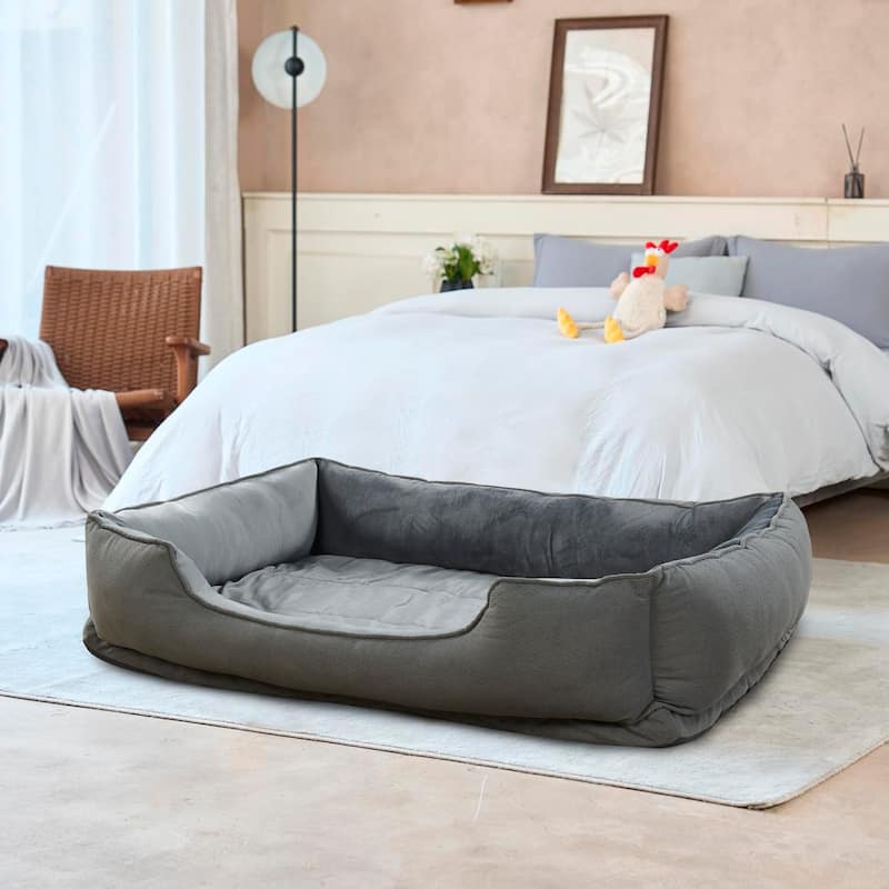 Textured Plush Rectangle Pet Bed