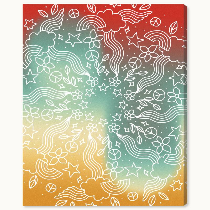 Wynwood Studio Canvas Abstract Floral Peace Atmosphere Blue Modern & Contemporary Wall Art Canvas Print