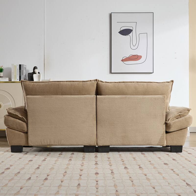 Corduroy Upholstered Loveseat Sofa, 2 Seater Sofa with Pillows, Deep Seat Sectional Sofa with Removable Cushions
