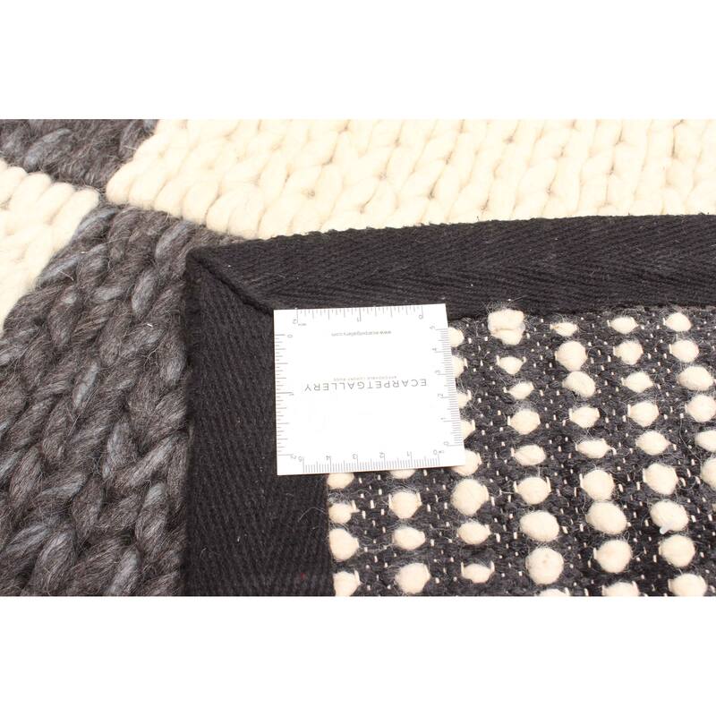 ECARPETGALLERY Braid weave Sienna Black, Cream Wool Rug - 4'11 x 8'1