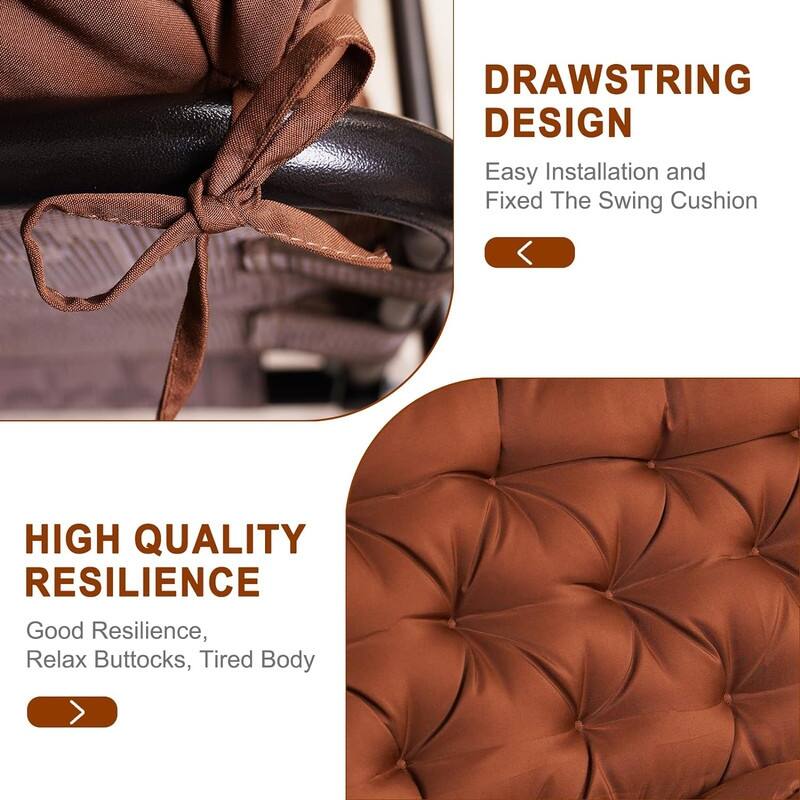 Outdoor Swing Cushions Replacement, Outdoor Thickened Bench Cushion with Ties for Porch,Patio,Backyard,Garden