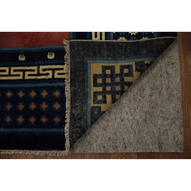 Hand Knotted Oriental 100% Wool Carpet Traditional Medallion Oranges & Rust Art Deco Area Rug - 8' 11'' X 6' 0''