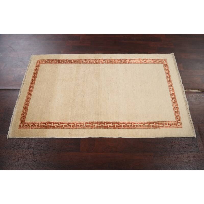 Geometric Bordered Gabbeh Kashkoli Oriental Area Rug Wool Hand-knotted - 3'0" x 5'5"