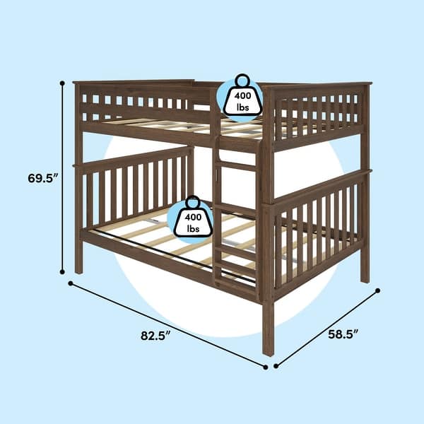 dimension image slide 1 of 7, Max & Lily Full over Full Bunk Bed with Ladder