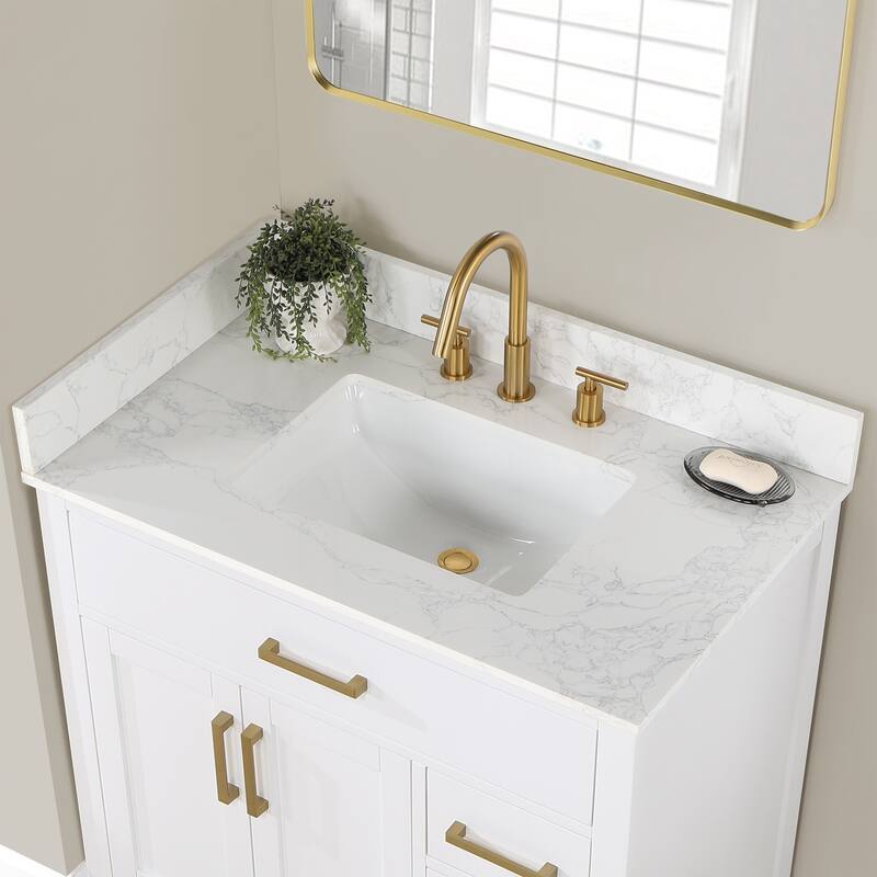 Altair Gavino Bath Vanity with Grain White Composite Stone Top, no Mirror