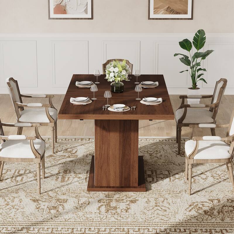 Home Office Table Dining Table for 4-6, Wood Kitchen Table Coffee Table with Hidden Storage Shelves