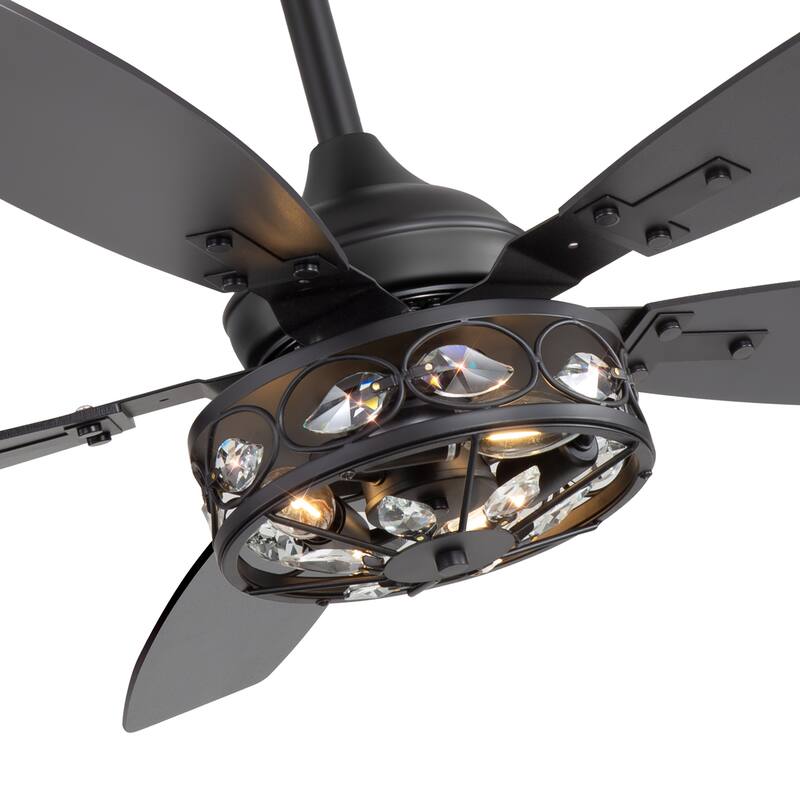 48" Wood 5-Blade Crystal Fandelier Ceiling Fan with Remote and Light