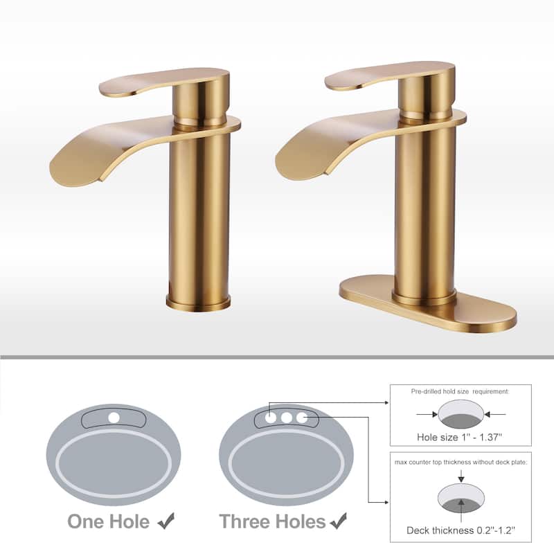 WOWOW Water Fall Bathroom Faucet with Deckplate Included