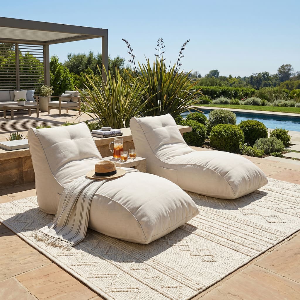 Christopher Knight Home - Ethel Casual Outdoor Upholstered Bean Bag Chair