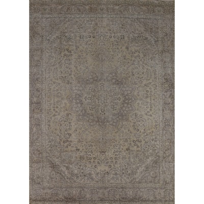 Distressed Tabriz Persian Vintage Rug Hand-Knotted Wool Carpet - 8'4" x 10'10"