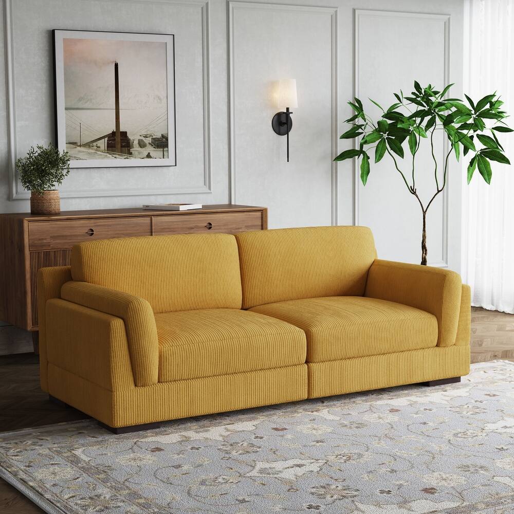 Modern 90 inch Corduroy Loveseat Deep Seat Sofa