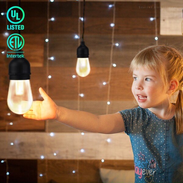 Colored bulb string lights top