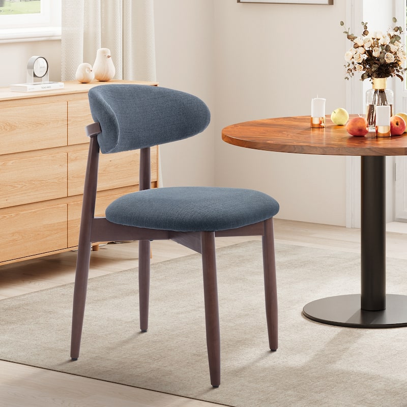 Modern Fabric Upholstered Kitchen Side Chairs, Farmhouse Dining Room Chair with Foot Pegs