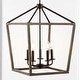 preview thumbnail 36 of 47, Oria Iron Farmhouse Industrial Lantern LED Pendant, Oil Rubbed Bronze/Faux Wood by JONATHAN Y