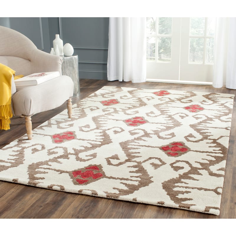 SAFAVIEH Handmade Wyndham Bekin Modern Wool Rug - 5' x 8' - Ivory/Brown