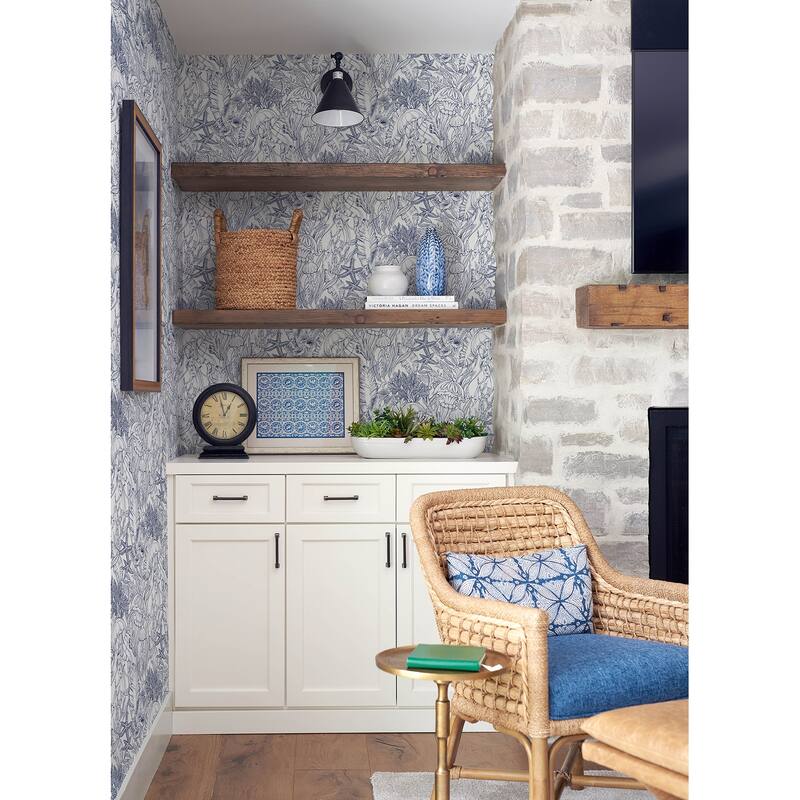 NuWallpaper Under the Sea Navy Blue Peel and Stick Wallpaper - N/A