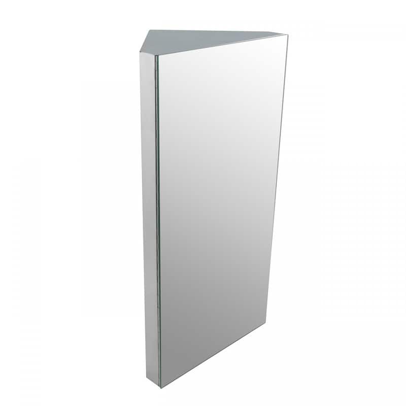 Corner Medicine Cabinet with Mirror R-Infinity Stainless Steel 3 Shelf Opens Right to Left Renovators Supply