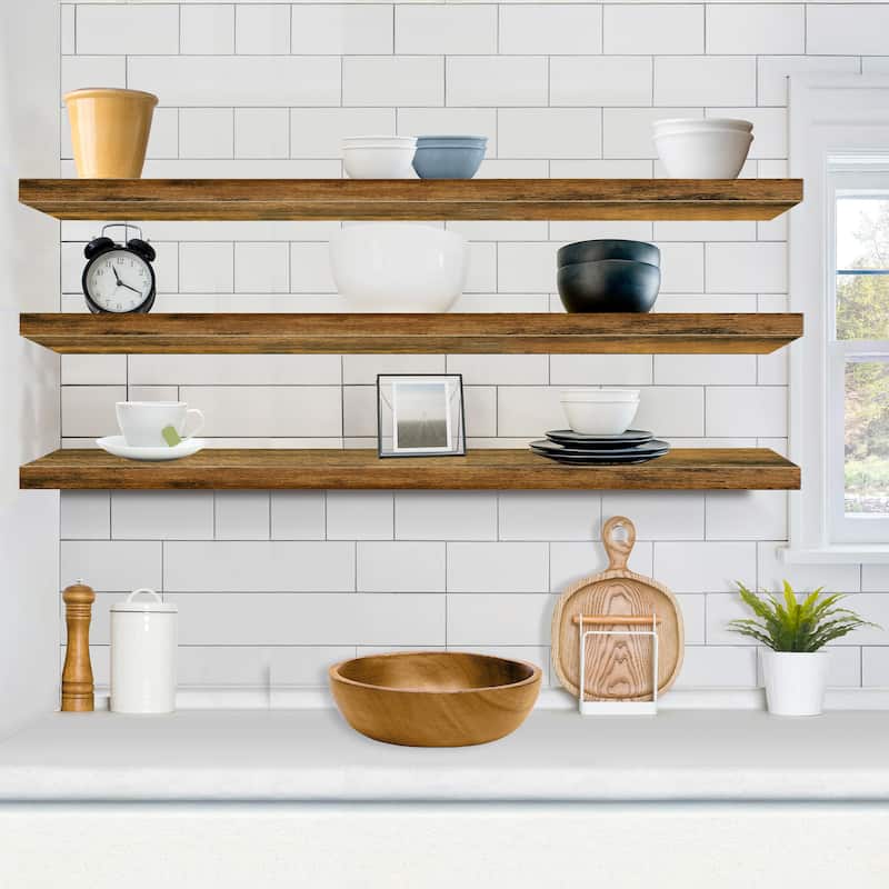 Sorbus Floating Shelves for Wall - 55 Inch Extra-Long Bathroom Shelves- Mounted Floating Shelf with Hidden Brackets (3 Pack)