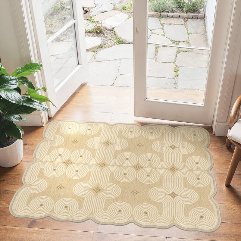 Mcow Modern Abstract Machine Washable Low Pile Area Rugs - 5'X7'