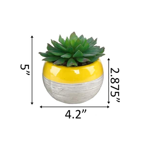 dimension image slide 1 of 3, Succulent in Two tone lines pattern ceramic pot ,Teal - ONE-SIZE