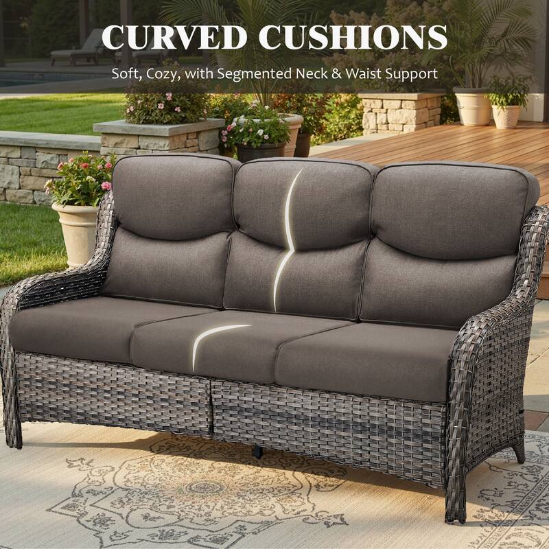 Meyreso 5-Piece Wicker Outdoor Patio Conversation Set with 5-Inch Thick Olefin Cushions