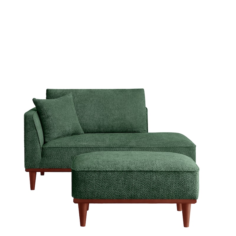 Upholstered Chaise Lounge and Stool for Living Room Bedroom, Quick assembly and maintenance Round wooden legs