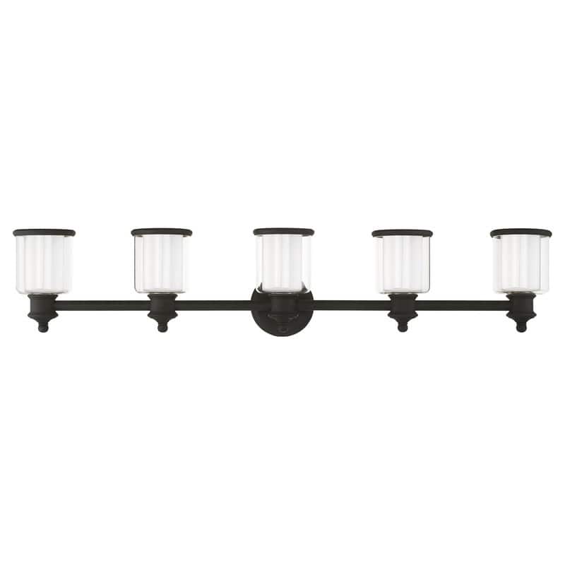 Livex Lighting 5 Light Black Bath Light, 40215-04 - 45.5" W x 9" H x 6.5" Ext.