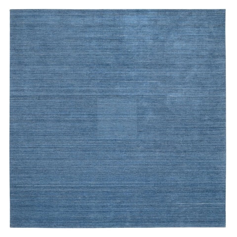 Hand Knotted Blue Modern and Contemporary with Wool Oriental Rug (10' x 10') - 10' x 10'