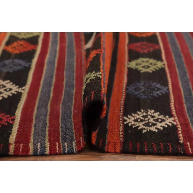 Hand Woven Oriental 100% Wool Carpet Southwestern Tribal Multi-Colored Kilim Area Rug - 9' 7'' X 6' 3''