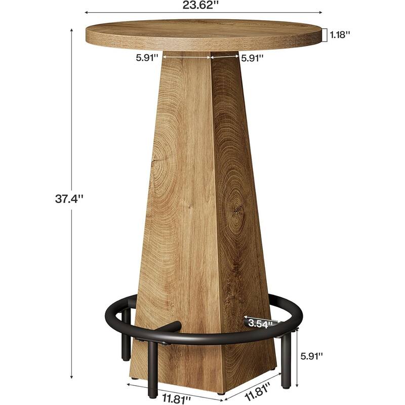 Small Bar Table, 37.4" High Round Pub Table (Only Table)