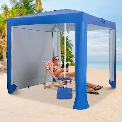Portable Beach Canopy Outdoor Sun Shelter Tent w/ Folding Table