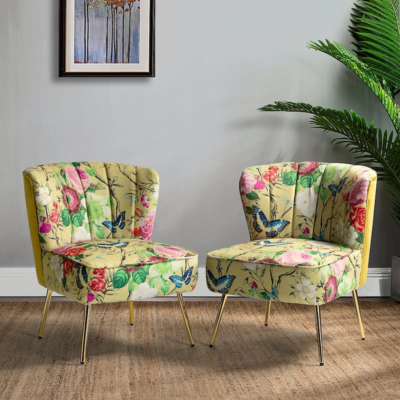 Almira Contemporary Upholstered Armless Side Chair with Tufted Back Set of 2 by HULALA HOME