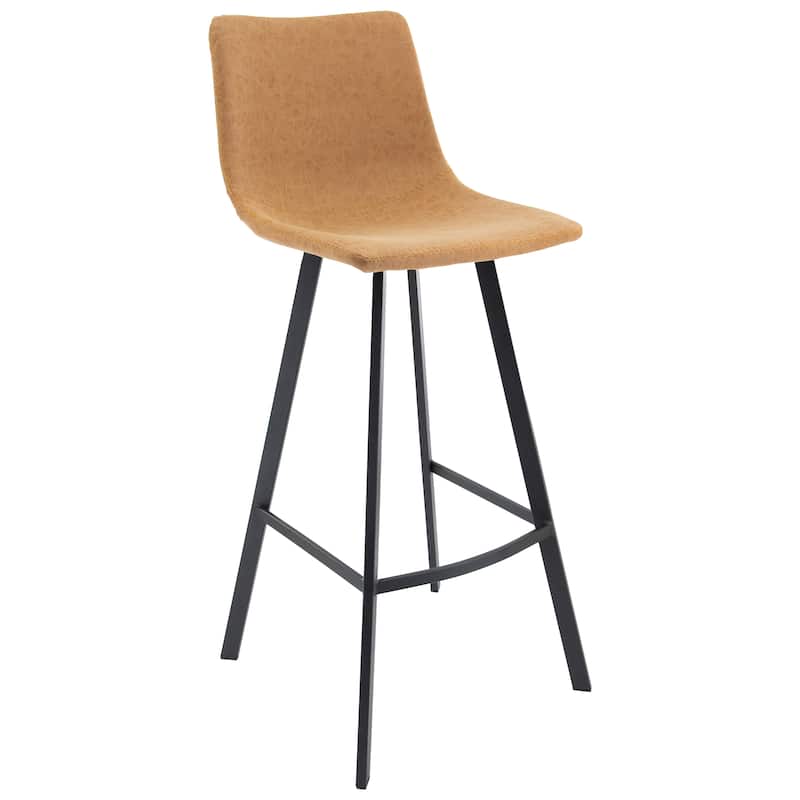 Elland Modern Ergonomic Foam Padded Metal Bar Stool with Back Support Plush Seating Footrest Powder Coated Finish Plastic Glides - Light Brown