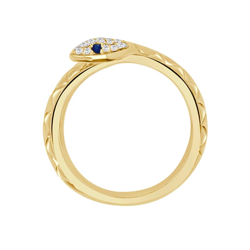 Auriya 14k Gold Diamond and Sapphire Snake Wrap Ring 0.10 ct. tw. (F-G, VS)