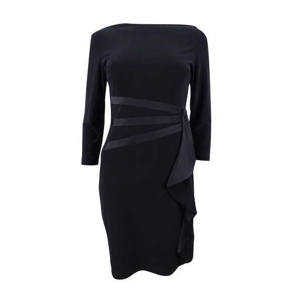 american living satin ruffle sheath dress