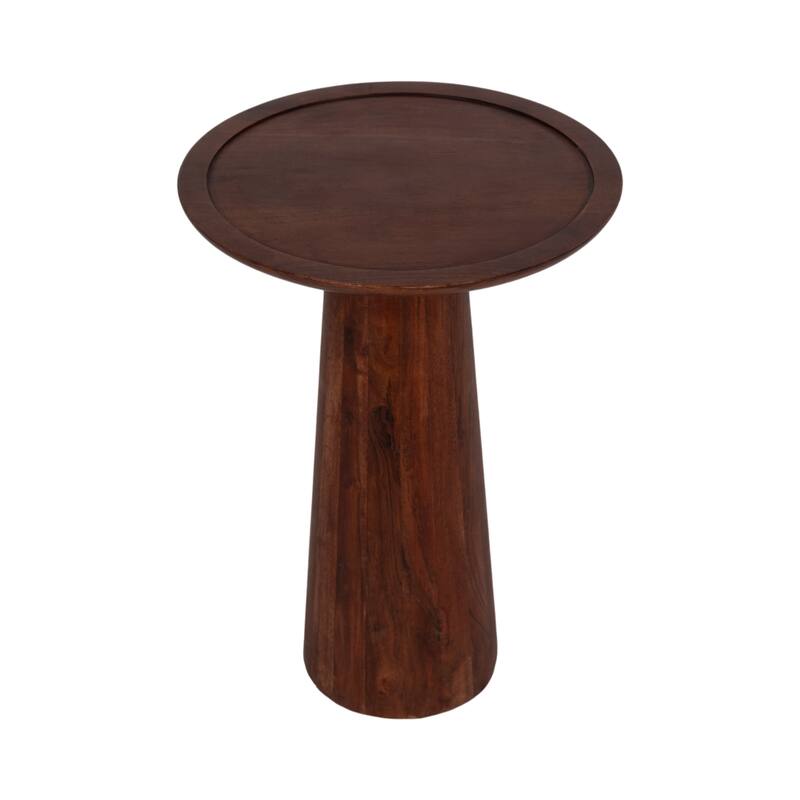 Sagebrook Home 23"H Acacia Wood Pillar Shaped Pedestal Abstract Side Table in Light Brown Finish - 16" x 16" x 23"