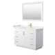 preview thumbnail 17 of 98, Miranda Single Vanity Set, Cultured Marble Top, 46-Inch Mirror 48-Inch Single - White, Gold Trim, Carrara Cultured Marble Top