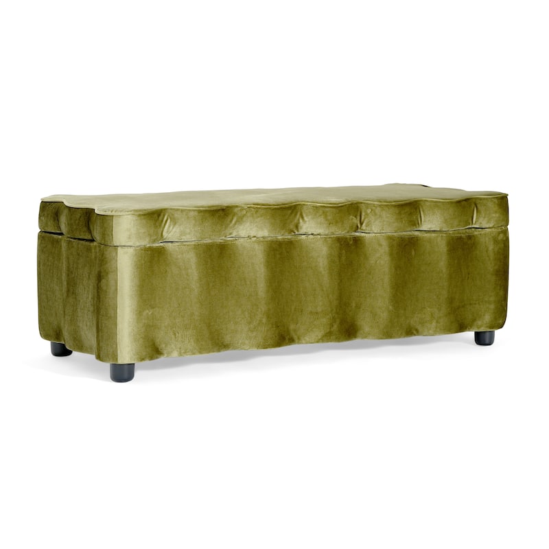 Christopher Knight Home - Milan Modern Velvet Storage Ottoman with Scalloped Design