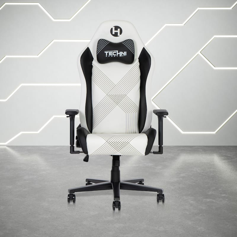 150°Reclining Mechanism Comfort Edge White Gaming Chair,Heavy Duty Steel Base - White