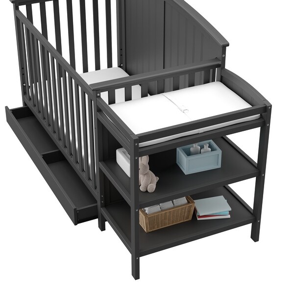 storkcraft steveston 4 in 1 crib and changer with drawer gray
