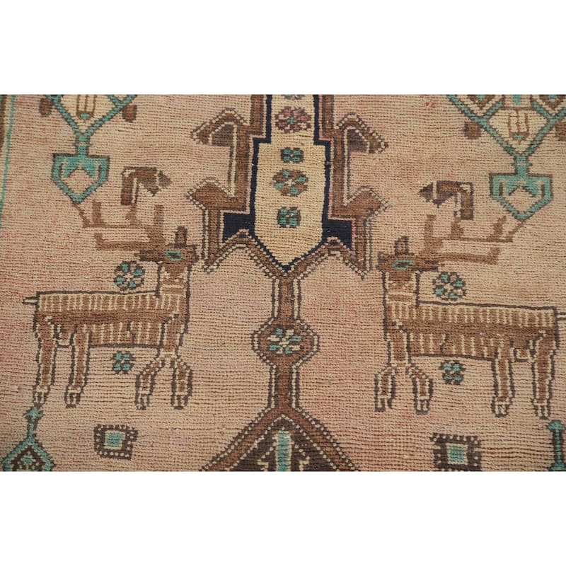 Geometric Ardebil Persian Antique Area Rug Handmade Wool Carpet - 4'8" x 10'4"