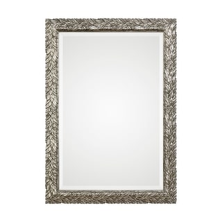 Uttermost Evelina Large Tuscan Inspired Leaf Frame Wall Mirror - Burnished Metallic Silver