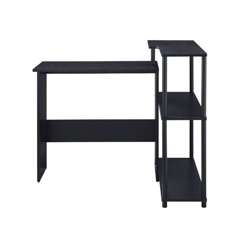 Rectangular Writing Desk with Side Shelf, Black