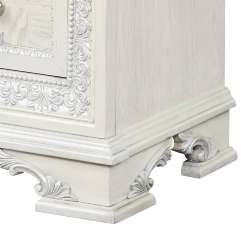 Miamy Nightstand, USB, 2 Drawers, Cream White Wood, 29 Inch