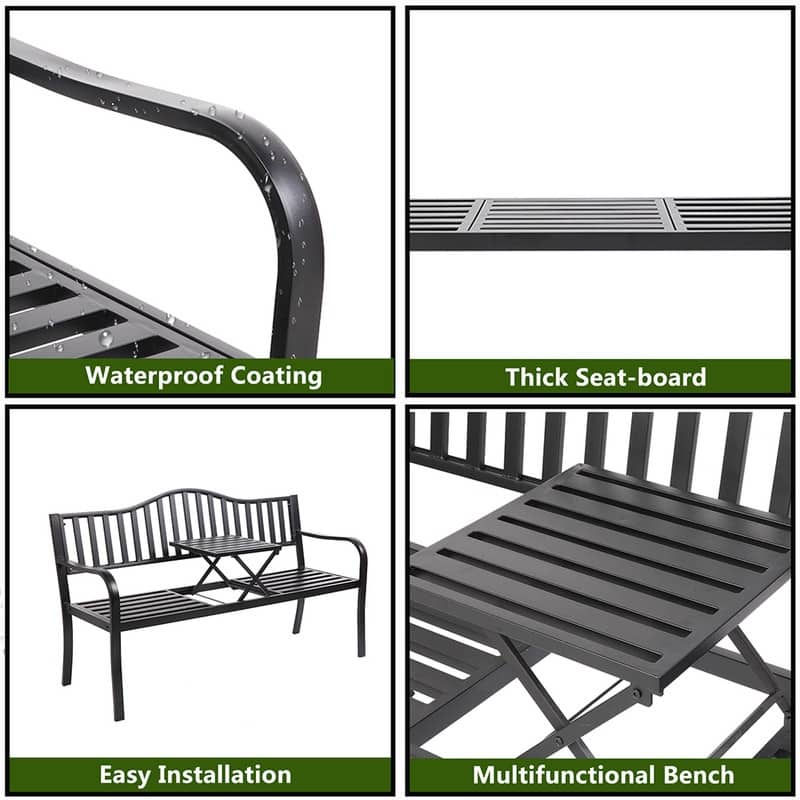 59 in. Outdoor Patio Garden Decorative Cast Iron Bench