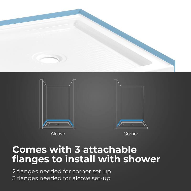 OVE Breeze Pivot Corner Frameless Pivot Shower Door Kit with Base Pan