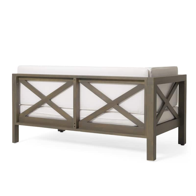 Brava Outdoor 11 Seater Acacia Wood Sectional Sofa and Club Chair Set by Christopher Knight Home